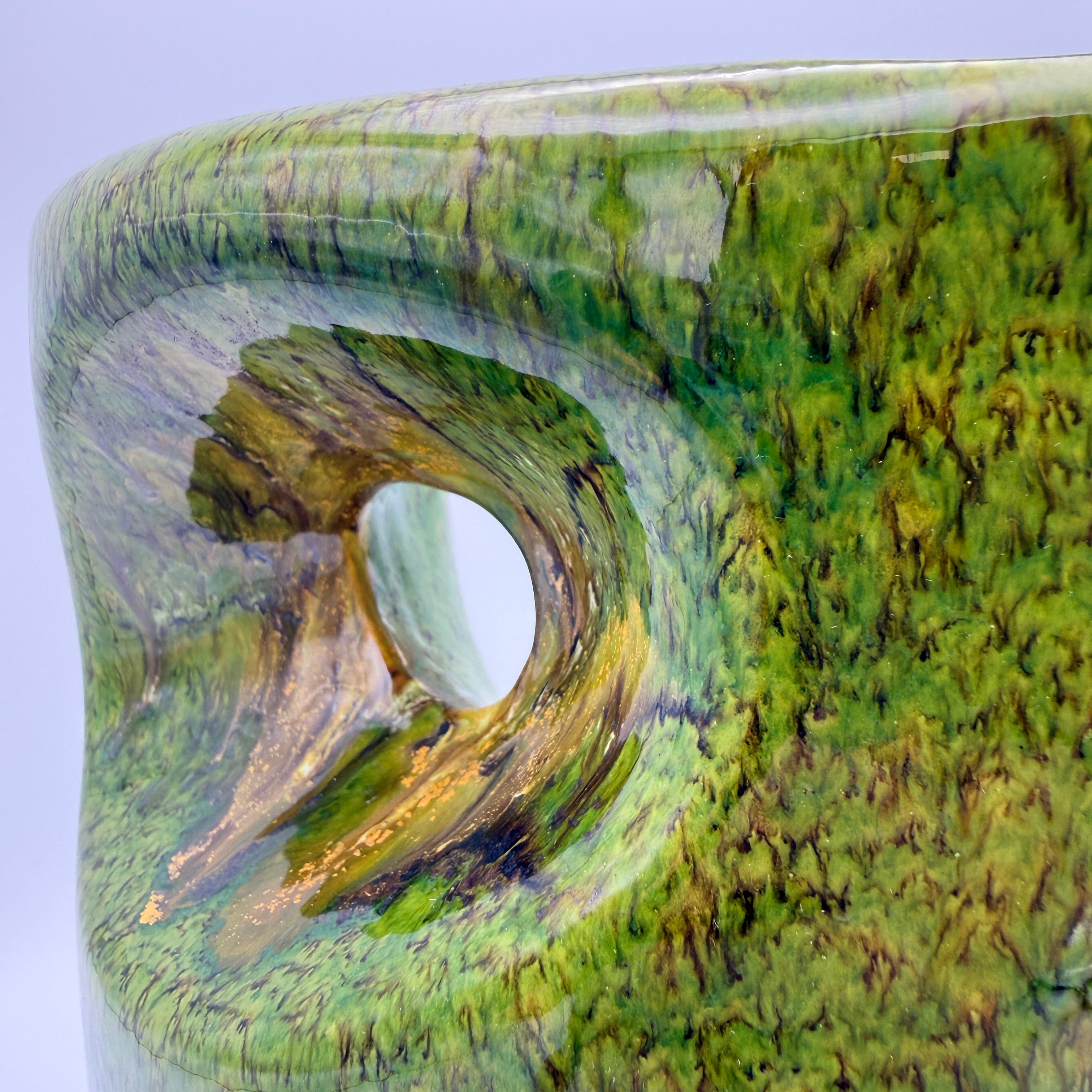 Bertoncello Skulptur Vase 911 Roberto Rigon I Italien 70er Kunstkeramik grün Bertoncello Ceramiche d’Arte