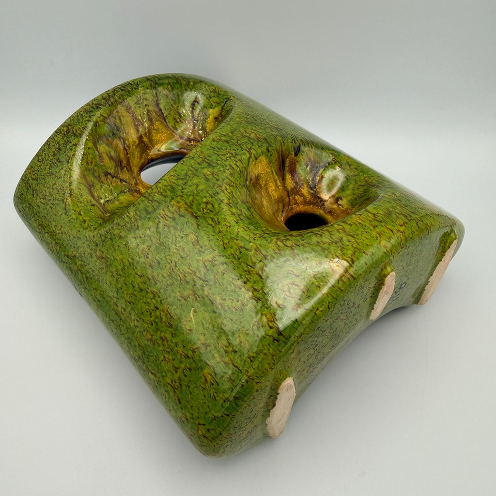 Bertoncello Skulptur Vase 911 Roberto Rigon I Italien 70er Kunstkeramik grün Bertoncello Ceramiche d’Arte