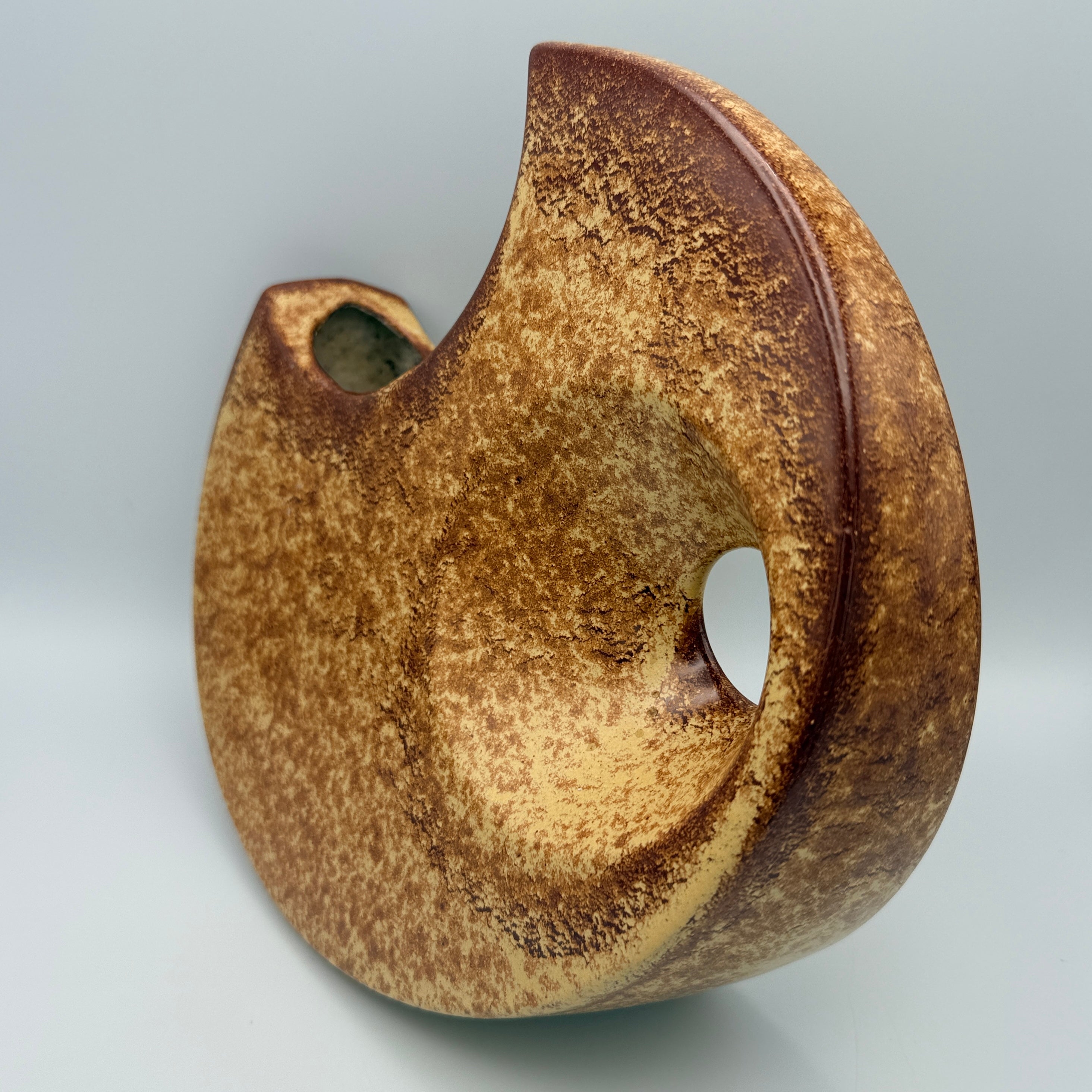 Bertoncello Mondvase 974 Roberto Rigon I Italien 70er Kunstkeramik Braun Bertoncello Ceramiche d’Arte