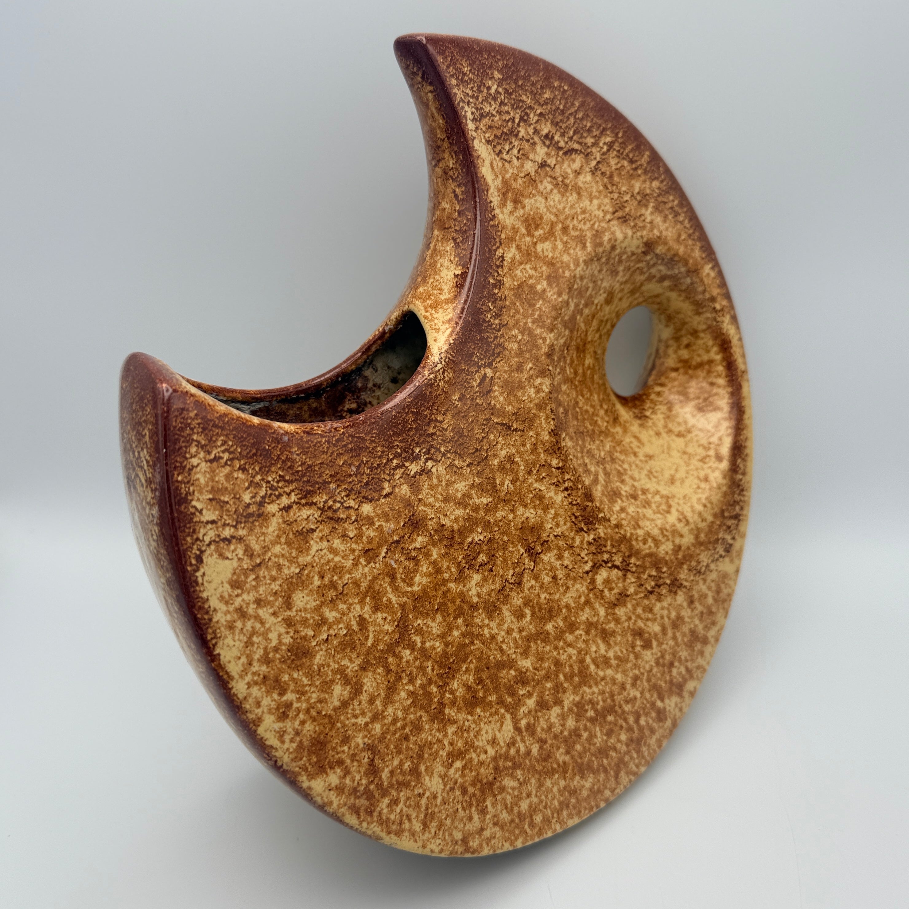 Bertoncello Mondvase 974 Roberto Rigon I Italien 70er Kunstkeramik Braun Bertoncello Ceramiche d’Arte