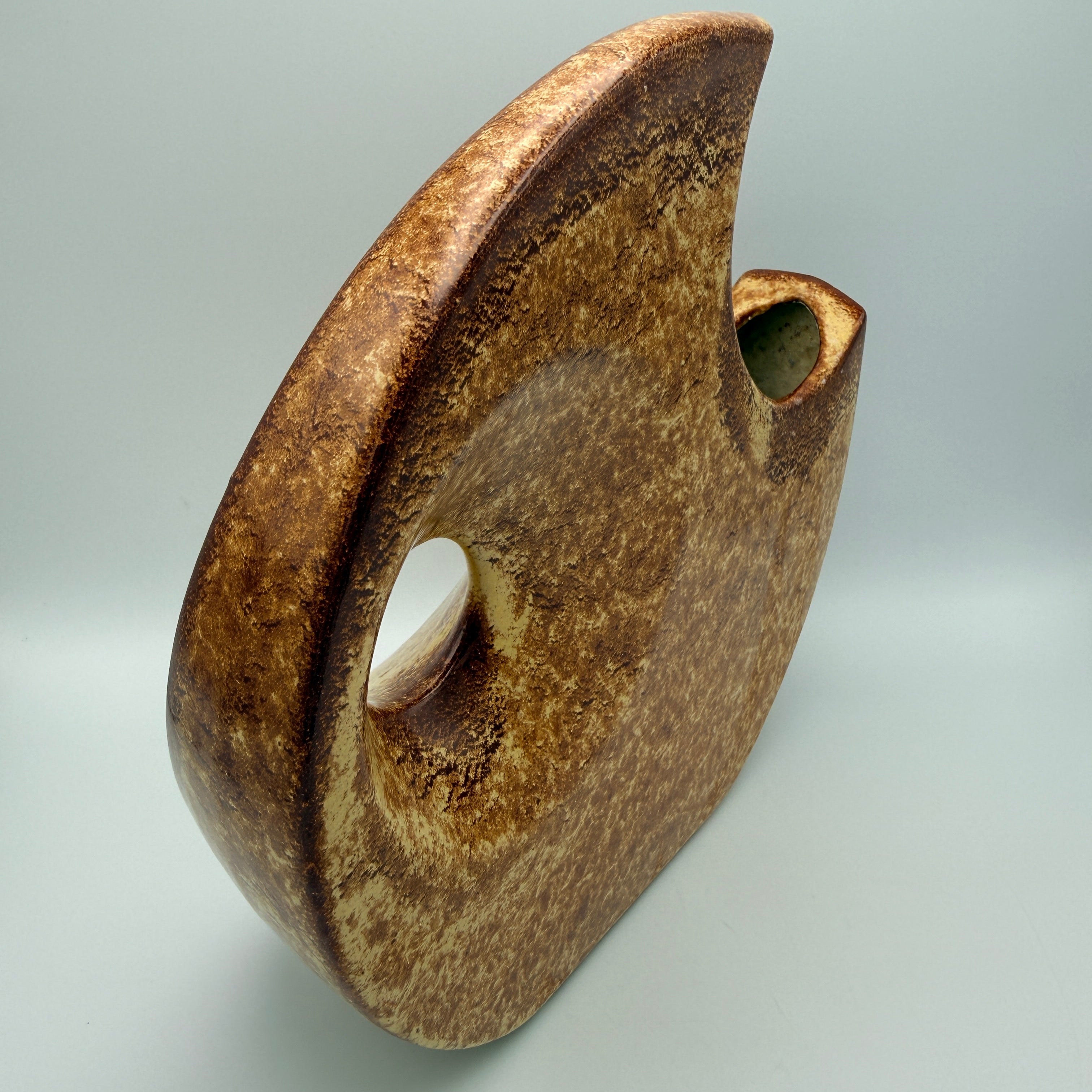 Bertoncello Mondvase 974 Roberto Rigon I Italien 70er Kunstkeramik Braun Bertoncello Ceramiche d’Arte