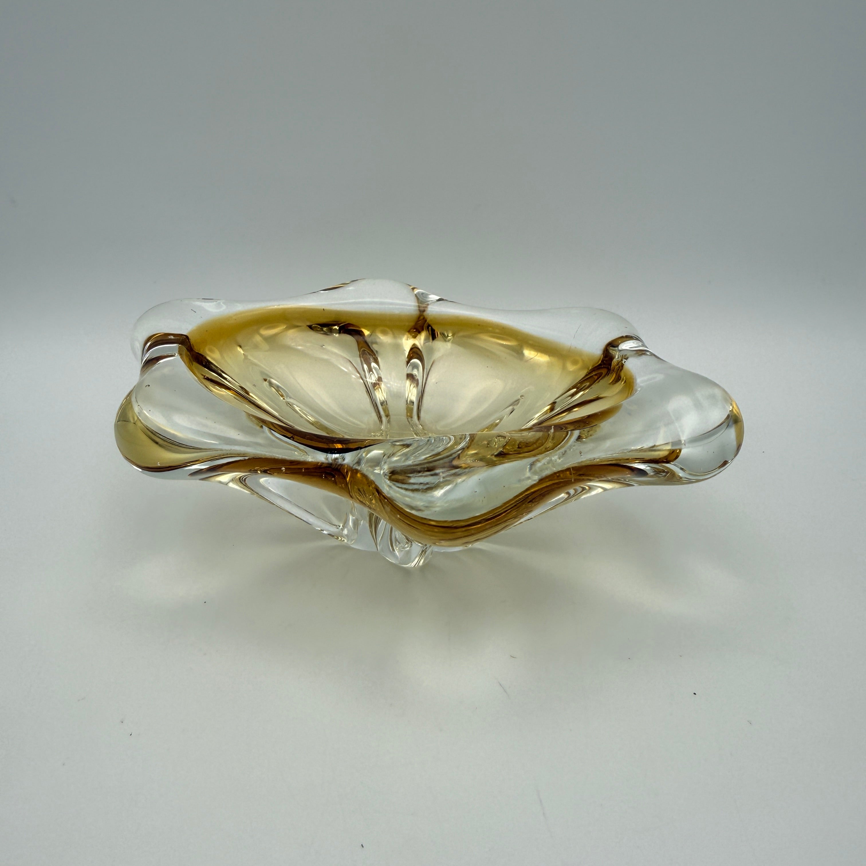 Vintage Sommerso Glasschale Bernstein Gelb I Mid Century Deko Schale Showroom Ansbach