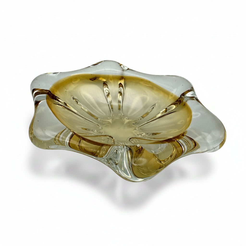 Vintage Sommerso Glasschale Bernstein Gelb I Mid Century Deko Schale Showroom Ansbach