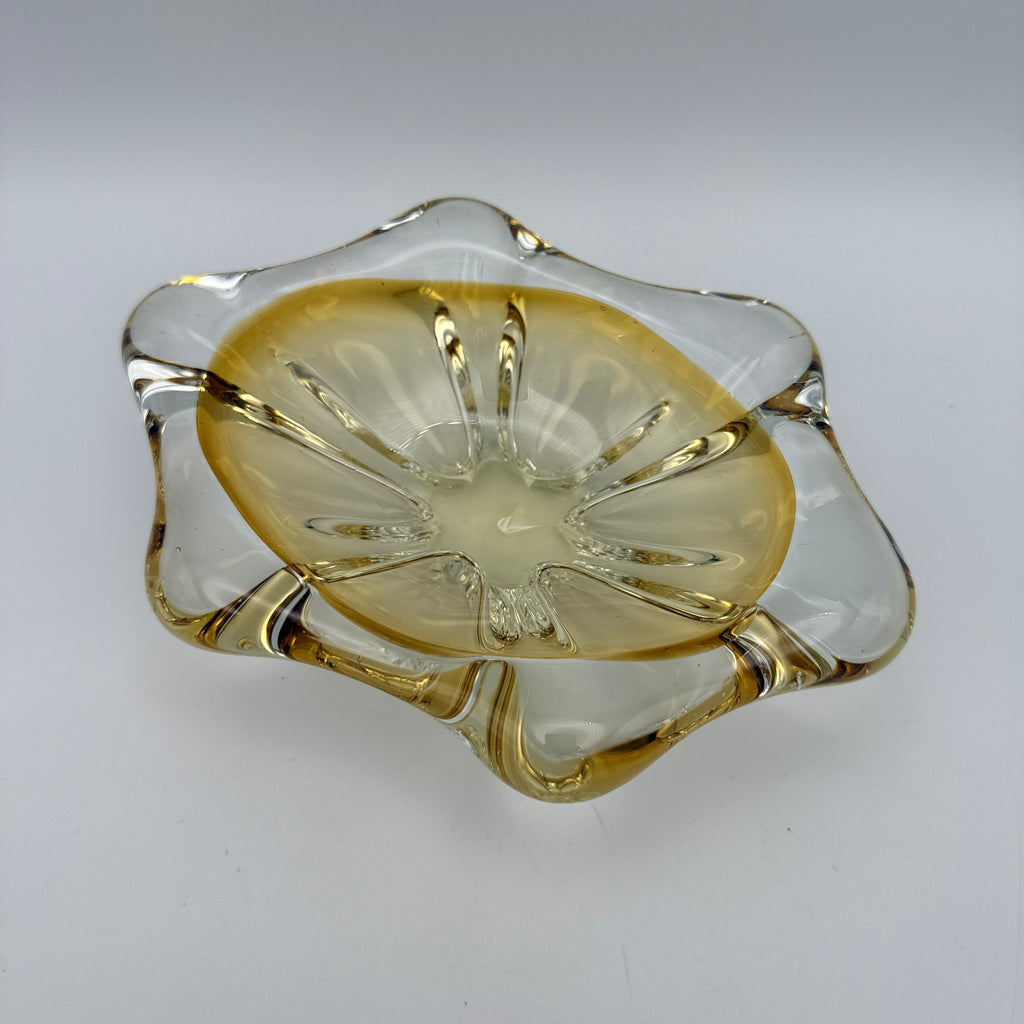 Vintage Sommerso Glasschale Bernstein Gelb I Mid Century Deko Schale Showroom Ansbach