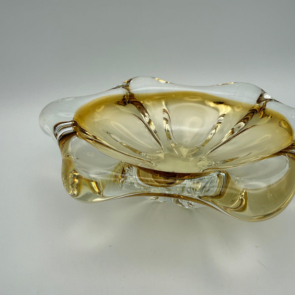 Vintage Sommerso Glasschale Bernstein Gelb I Mid Century Deko Schale Showroom Ansbach