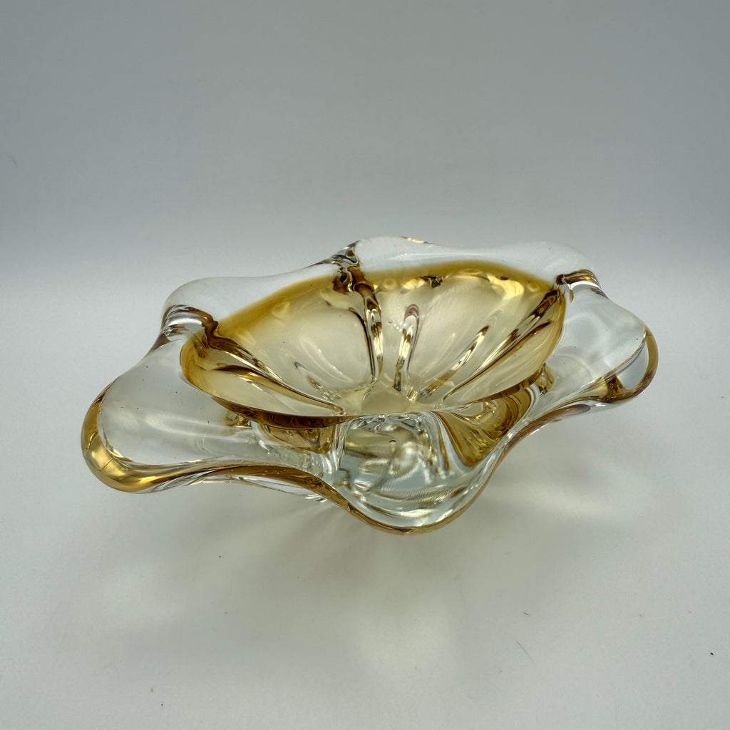 Vintage Sommerso Glasschale Bernstein Gelb I Mid Century Deko Schale Showroom Ansbach