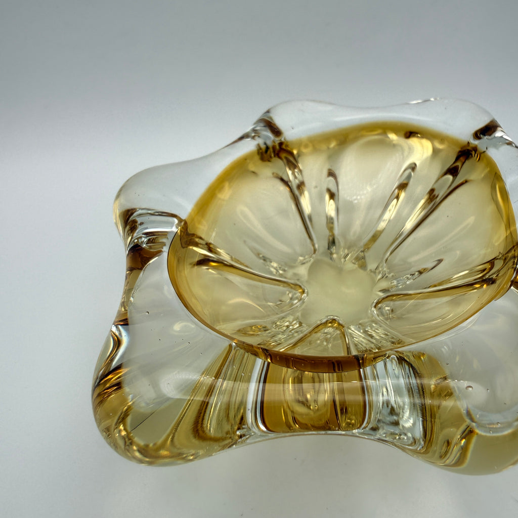 Vintage Sommerso Glasschale Bernstein Gelb I Mid Century Deko Schale Showroom Ansbach