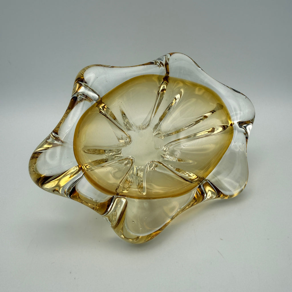Vintage Sommerso Glasschale Bernstein Gelb I Mid Century Deko Schale Showroom Ansbach