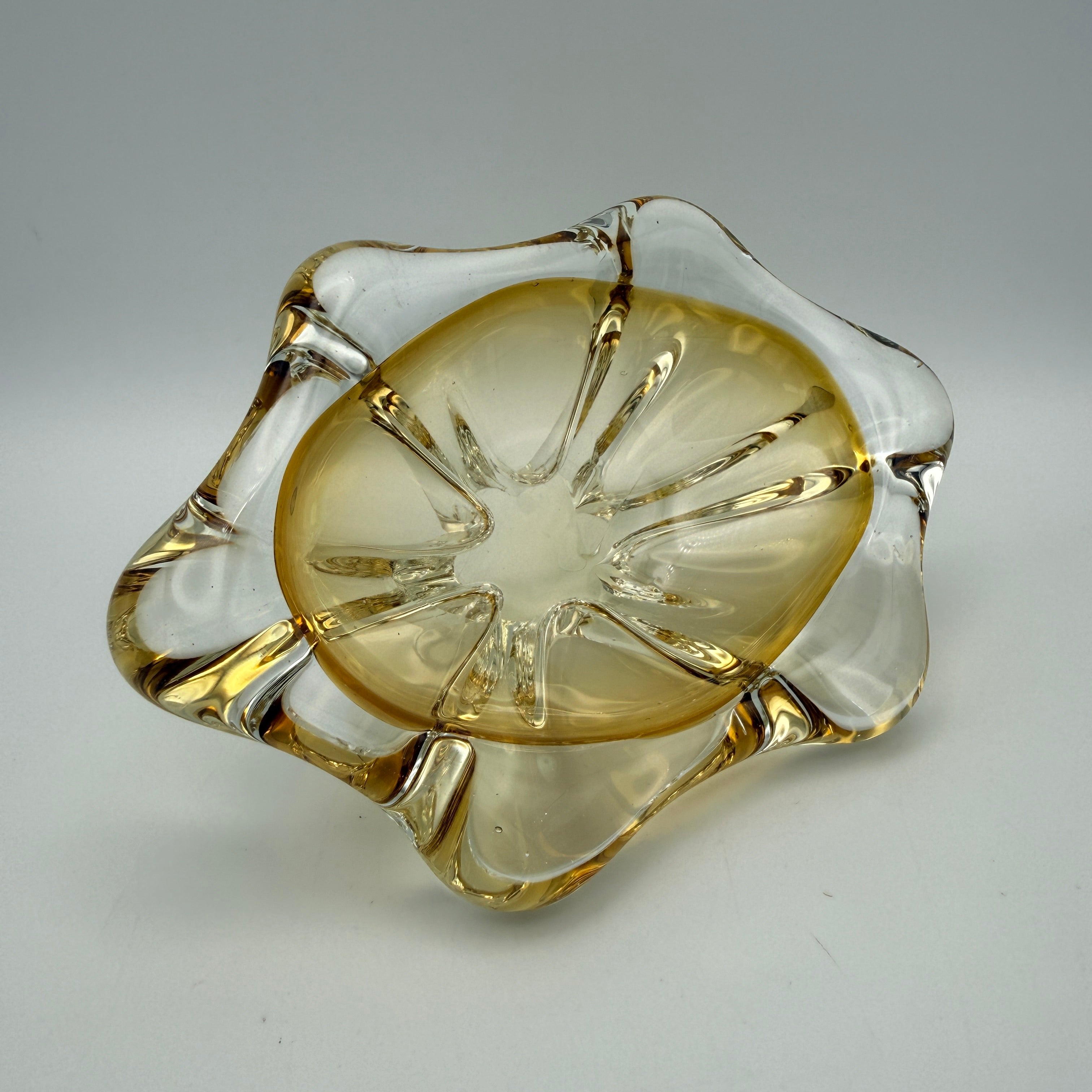 Vintage Sommerso Glasschale Bernstein Gelb I Mid Century Deko Schale Showroom Ansbach