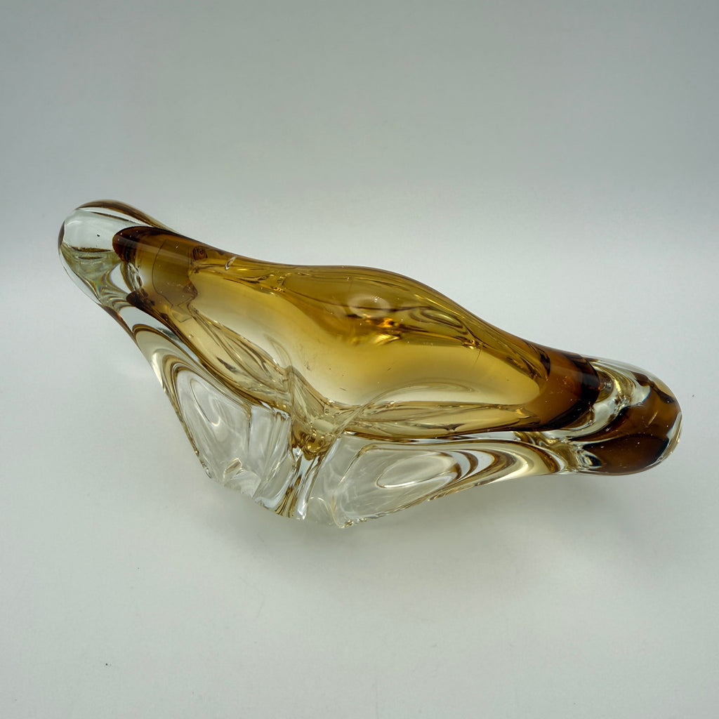 Vintage Sommerso Glasschale Bernstein Gelb I Mid Century Deko Schale Showroom Ansbach