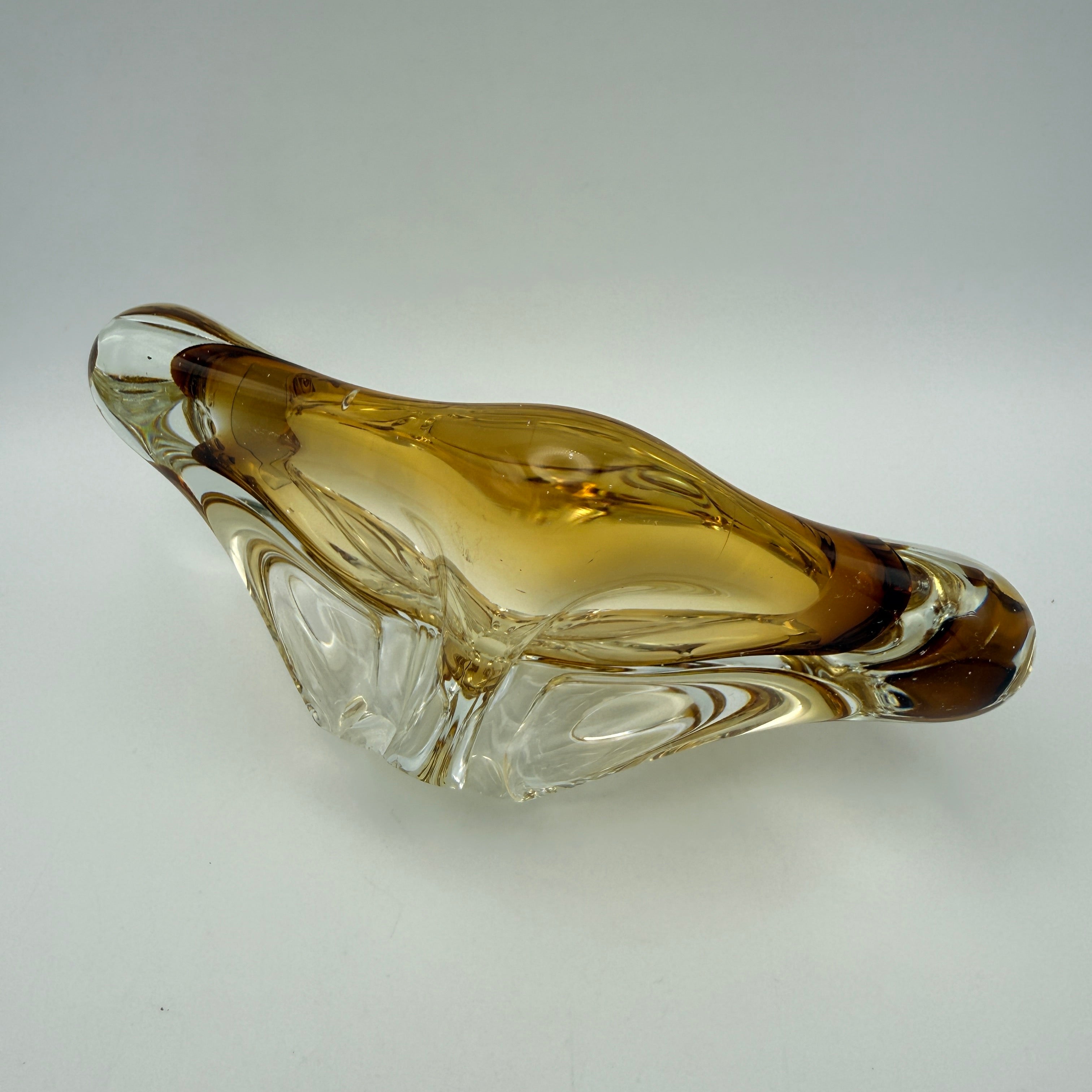 Vintage Sommerso Glasschale Bernstein Gelb I Mid Century Deko Schale Showroom Ansbach