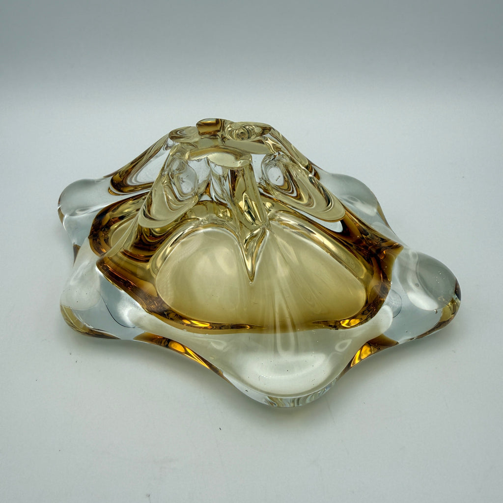 Vintage Sommerso Glasschale Bernstein Gelb I Mid Century Deko Schale Showroom Ansbach