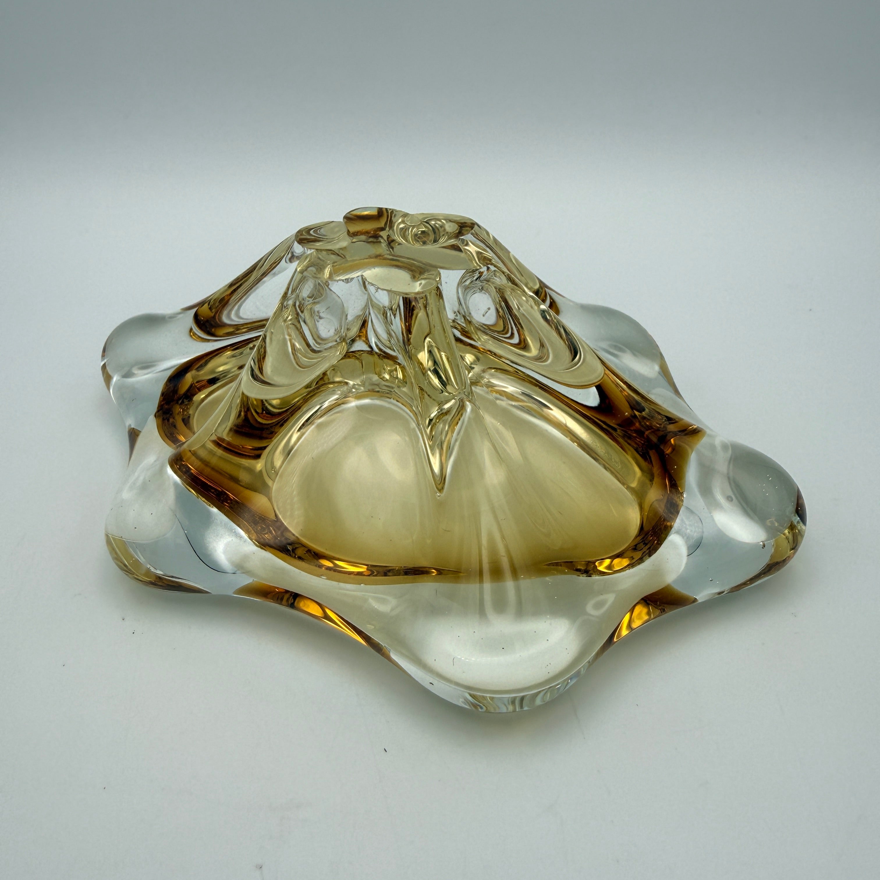 Vintage Sommerso Glasschale Bernstein Gelb I Mid Century Deko Schale Showroom Ansbach