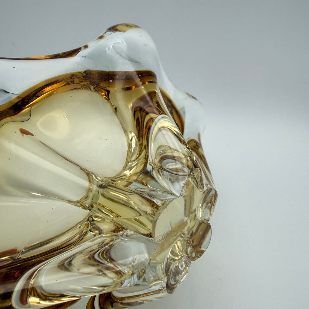 Vintage Sommerso Glasschale Bernstein Gelb I Mid Century Deko Schale Showroom Ansbach