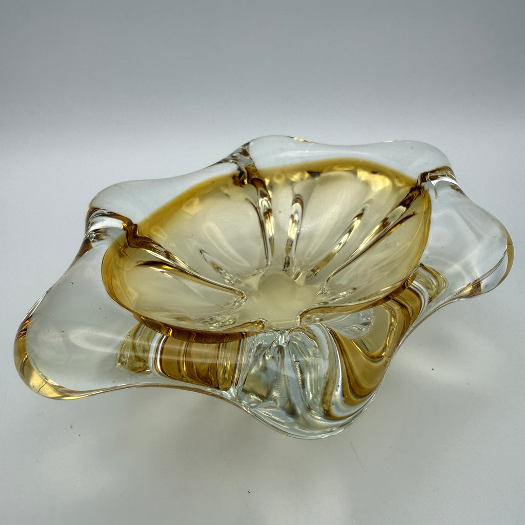 Vintage Sommerso Glasschale Bernstein Gelb I Mid Century Deko Schale Showroom Ansbach