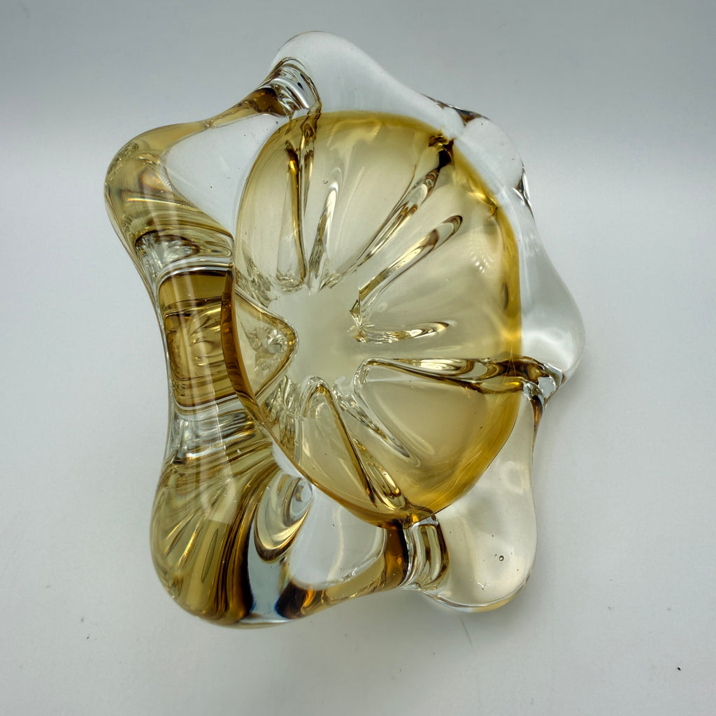 Vintage Sommerso Glasschale Bernstein Gelb I Mid Century Deko Schale Showroom Ansbach