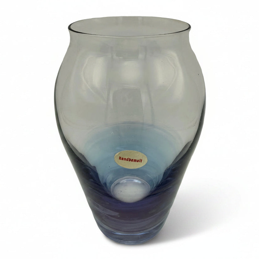 Vintage Glasvase handbemalt Blau I Verlauf Optik Deko Blumenvase 15,8cm Showroom Ansbach