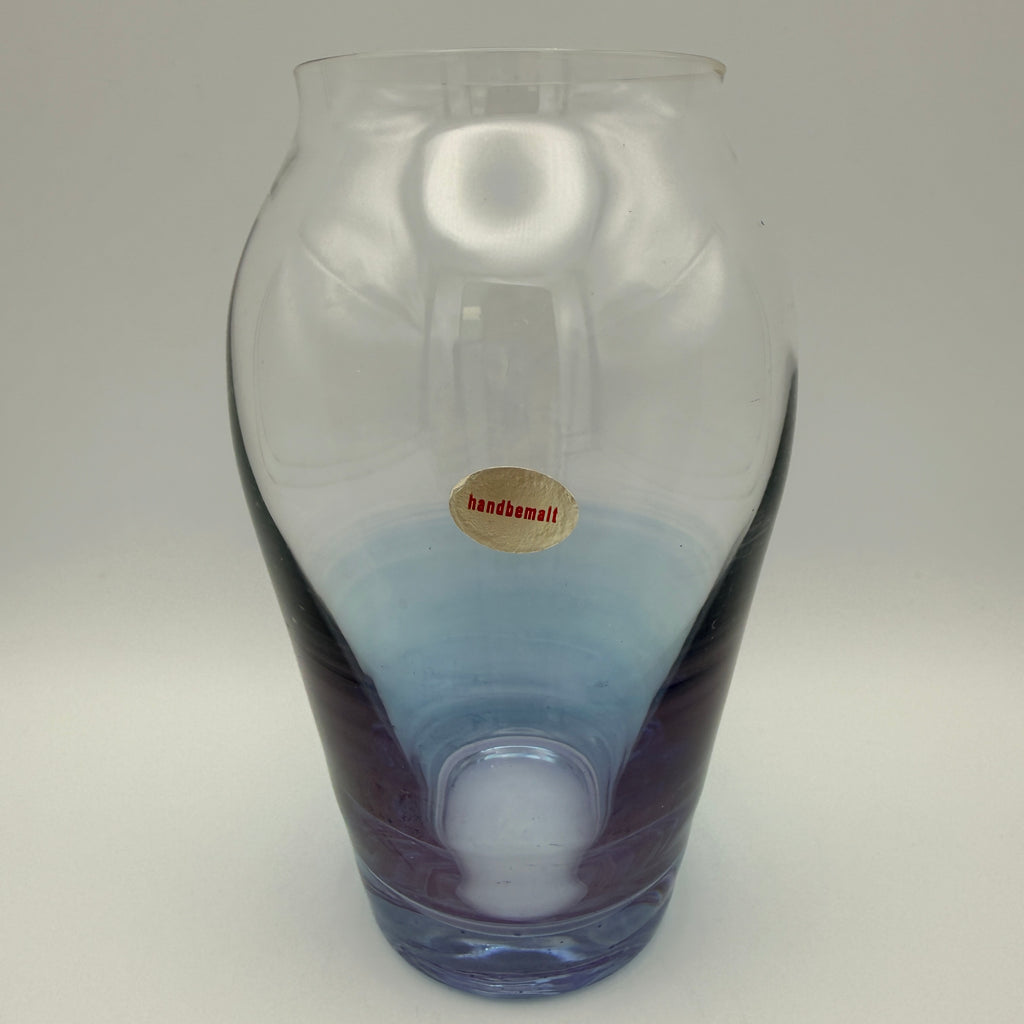 Vintage Glasvase handbemalt Blau I Verlauf Optik Deko Blumenvase 15,8cm Showroom Ansbach