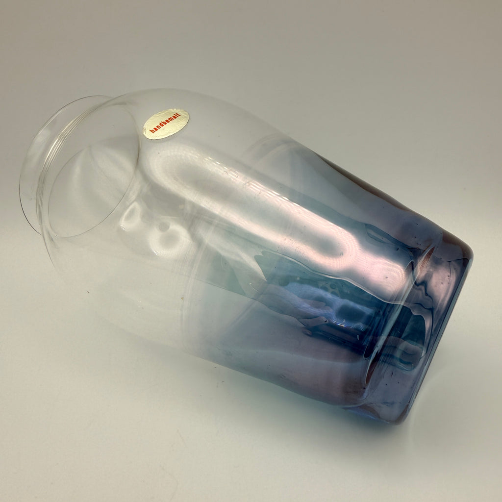 Vintage Glasvase handbemalt Blau I Verlauf Optik Deko Blumenvase 15,8cm Showroom Ansbach