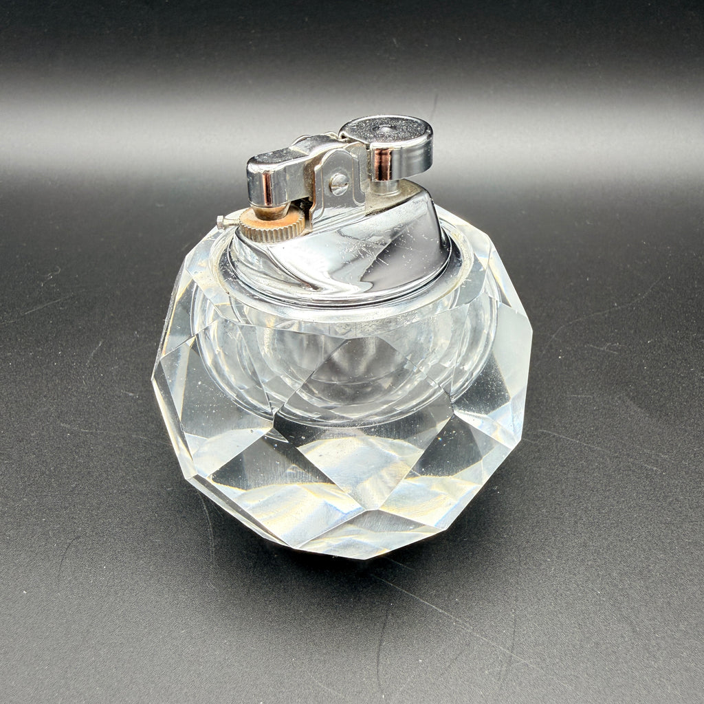Vintage Uranglas Tischfeuerzeug Japan facettiert UV Glas 458g 70er Showroom Ansbach