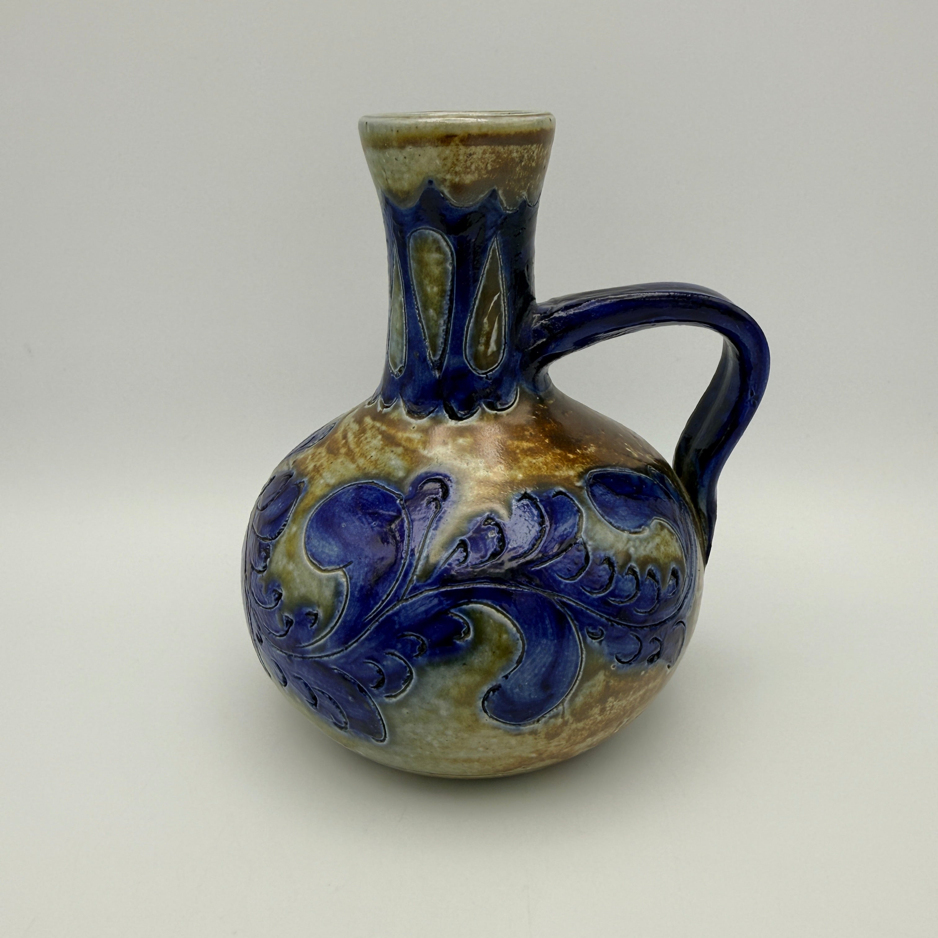 Steinzeug Henkelkrug 164/300 I Handarbeit Salzglasur Vintage Keramik Vase Showroom Ansbach