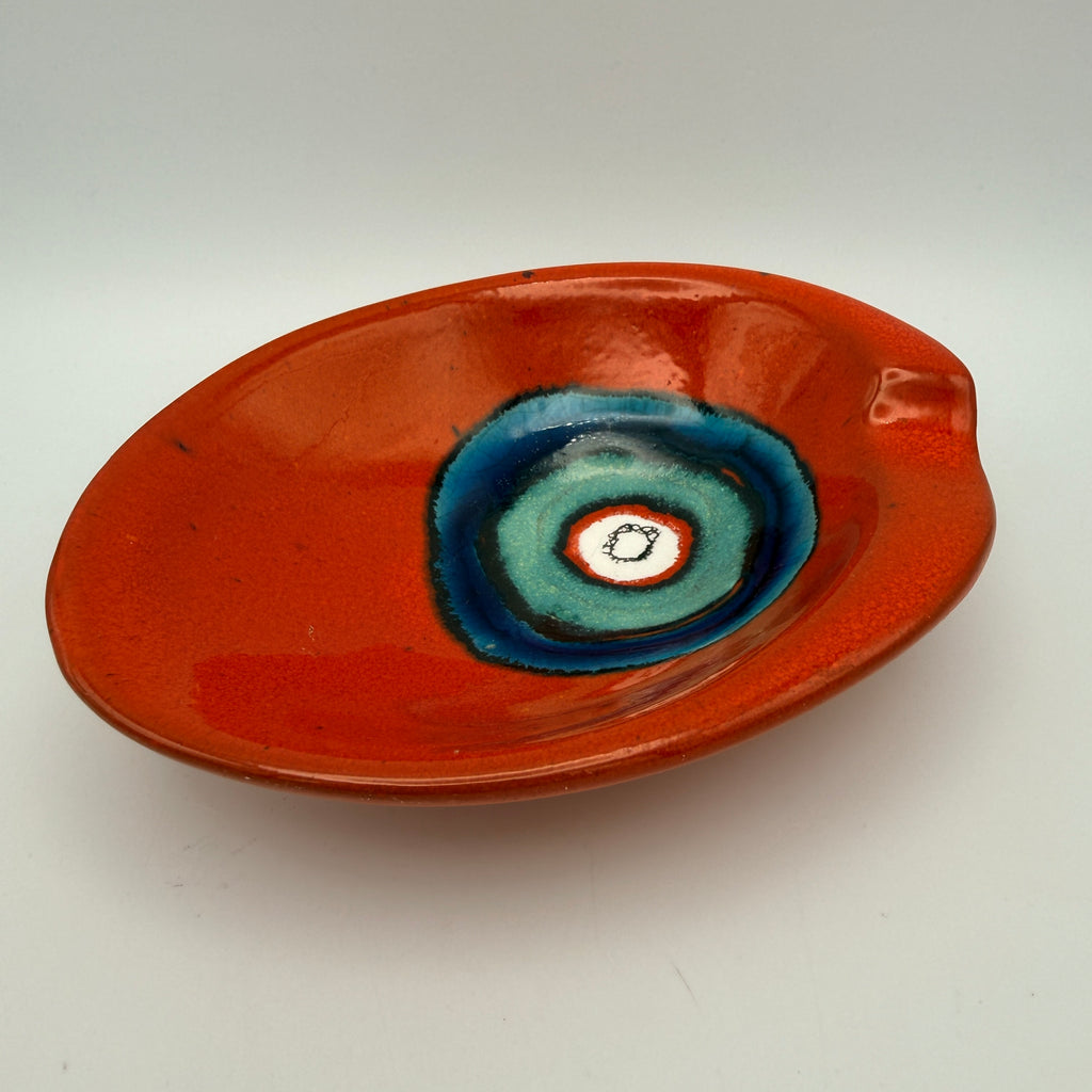Vintage Keramikschale Rot Blau Grün I Mid Century Deko Schale oval 60er/70er Showroom Ansbach