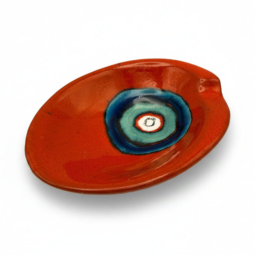Vintage Keramikschale Rot Blau Grün I Mid Century Deko Schale oval 60er/70er Showroom Ansbach