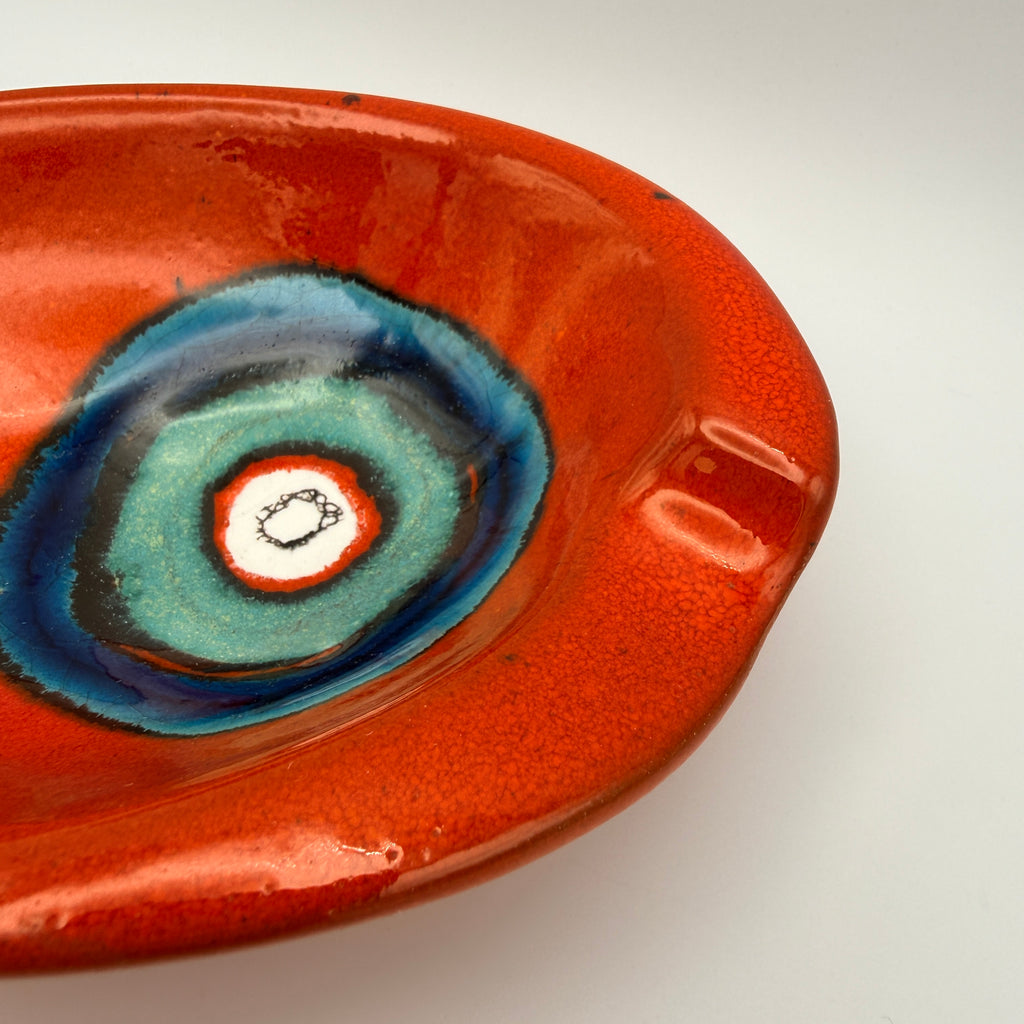Vintage Keramikschale Rot Blau Grün I Mid Century Deko Schale oval 60er/70er Showroom Ansbach