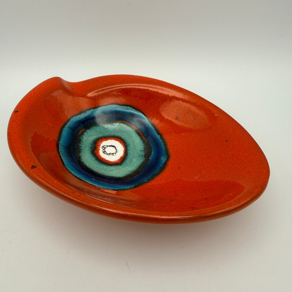 Vintage Keramikschale Rot Blau Grün I Mid Century Deko Schale oval 60er/70er Showroom Ansbach