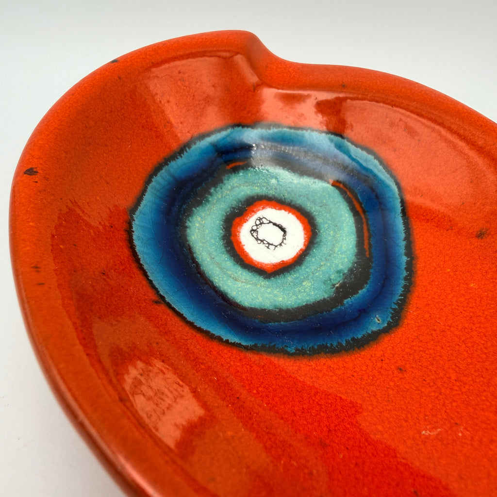 Vintage Keramikschale Rot Blau Grün I Mid Century Deko Schale oval 60er/70er Showroom Ansbach