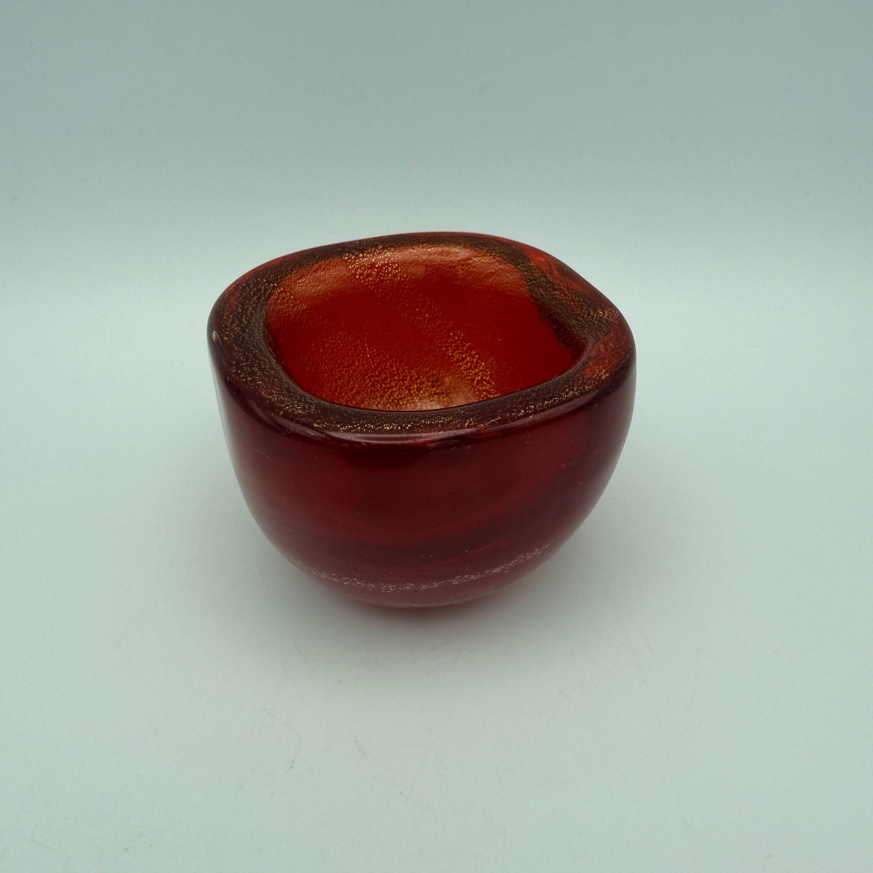 Murano Glasschale Rot Goldstaub I Aventurin Vintage Glas Schälchen 5cm Showroom Ansbach