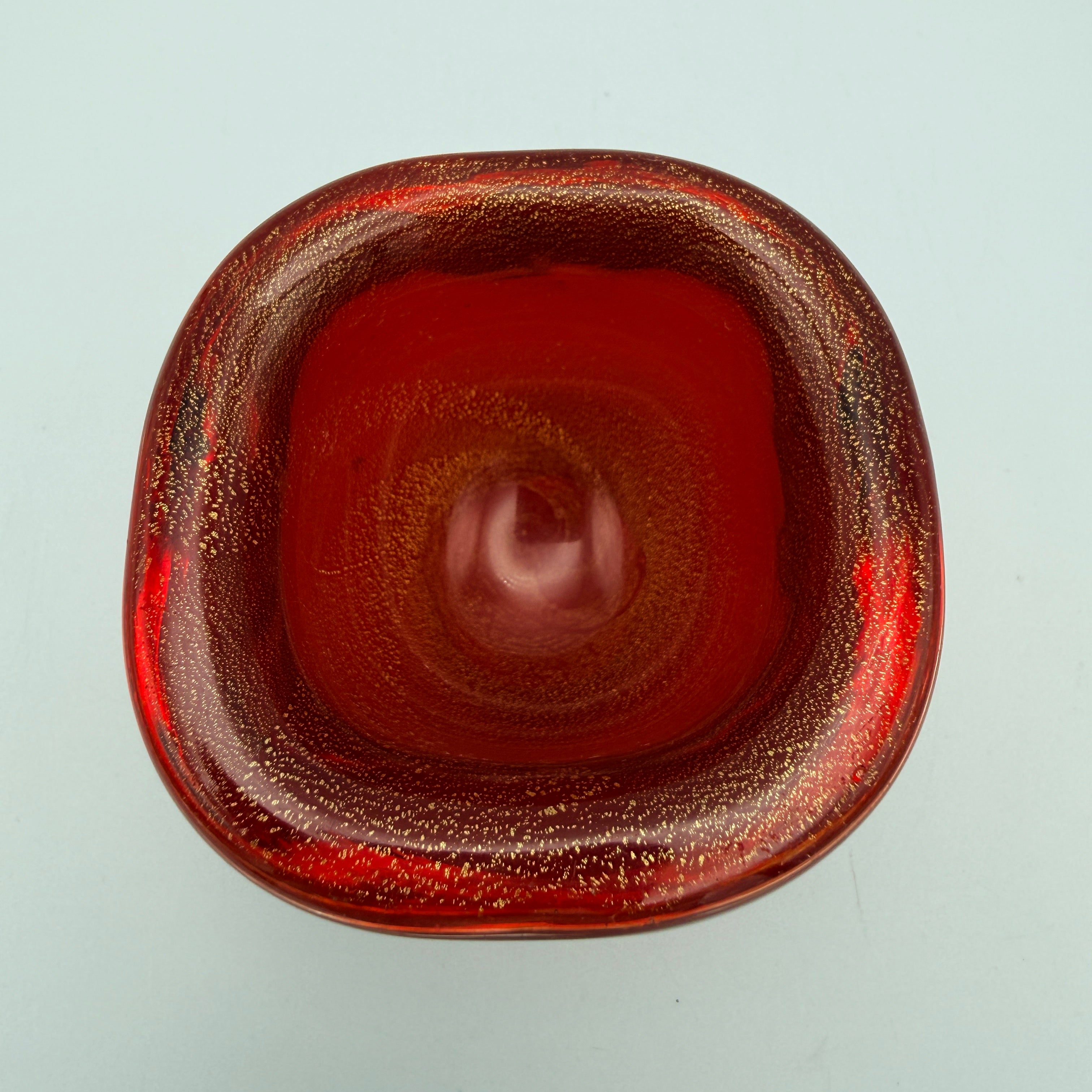 Murano Glasschale Rot Goldstaub I Aventurin Vintage Glas Schälchen 5cm Showroom Ansbach