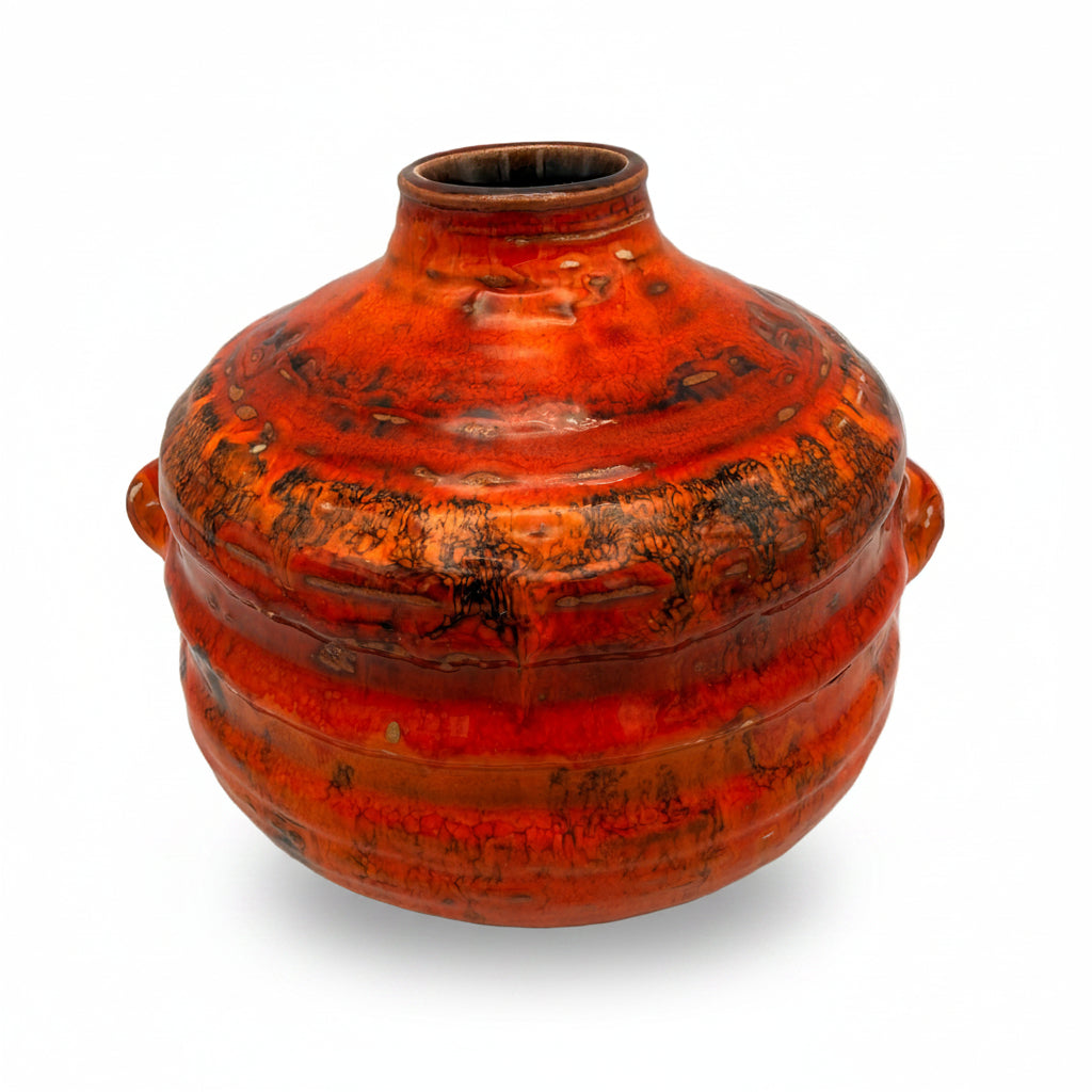 Ruscha Keramik Vase 875 Pompeji I W.-Germany Vintage Fat Lava Rot Ruscha Keramik