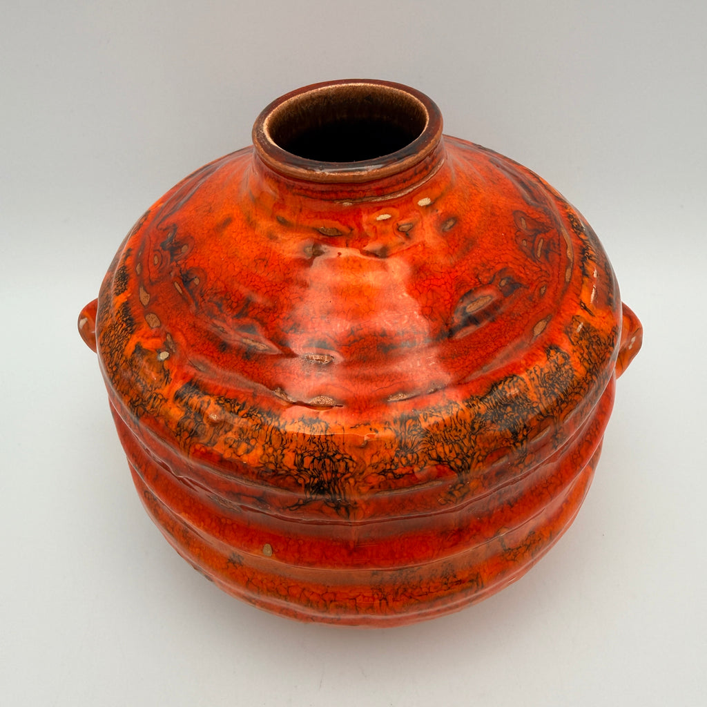 Ruscha Keramik Vase 875 Pompeji I W.-Germany Vintage Fat Lava Rot Ruscha Keramik