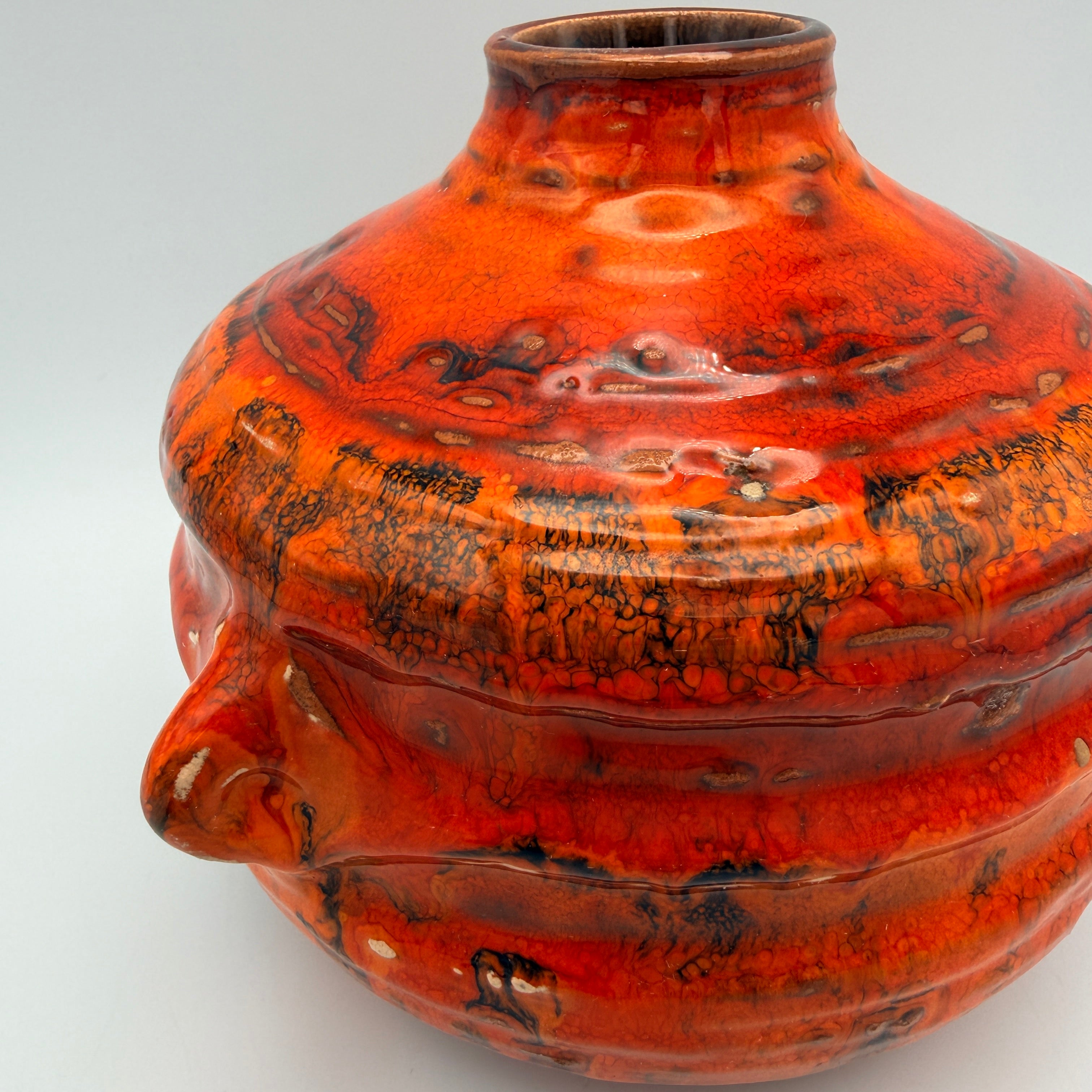 Ruscha Keramik Vase 875 Pompeji I W.-Germany Vintage Fat Lava Rot Ruscha Keramik