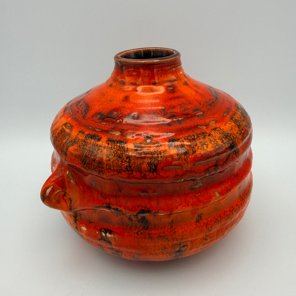 Ruscha Keramik Vase 875 Pompeji I W.-Germany Vintage Fat Lava Rot Ruscha Keramik