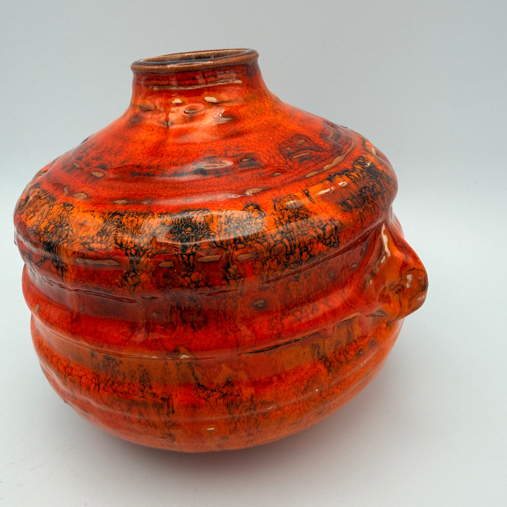 Ruscha Keramik Vase 875 Pompeji I W.-Germany Vintage Fat Lava Rot Ruscha Keramik