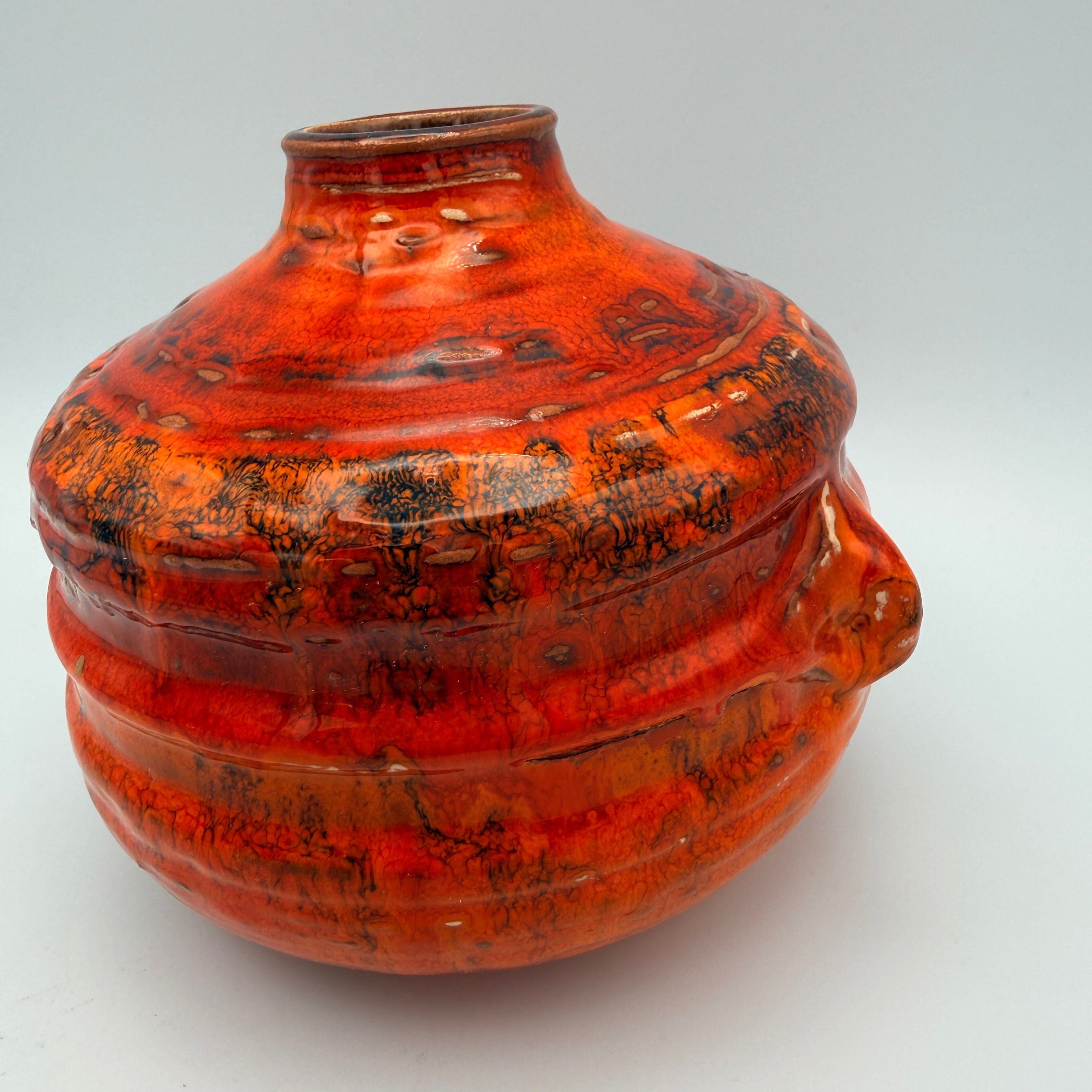 Ruscha Keramik Vase 875 Pompeji I W.-Germany Vintage Fat Lava Rot Ruscha Keramik