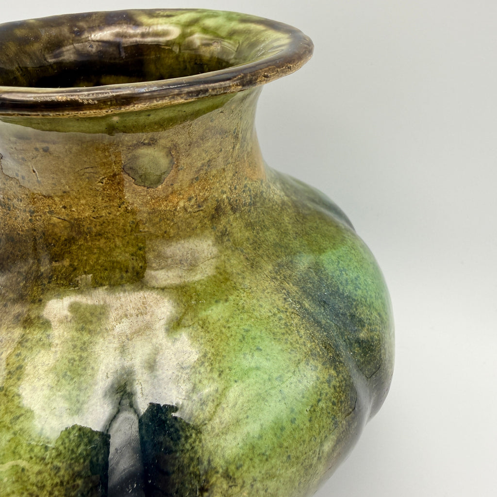 Studio Keramik Vase ES 76 Handarbeit I Vintage Laufglasur Grün Showroom Ansbach