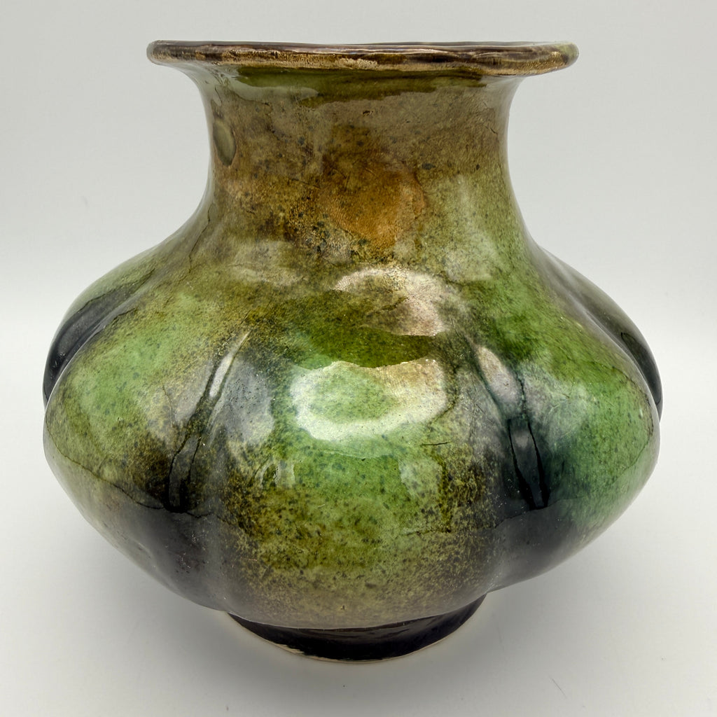 Studio Keramik Vase ES 76 Handarbeit I Vintage Laufglasur Grün Showroom Ansbach