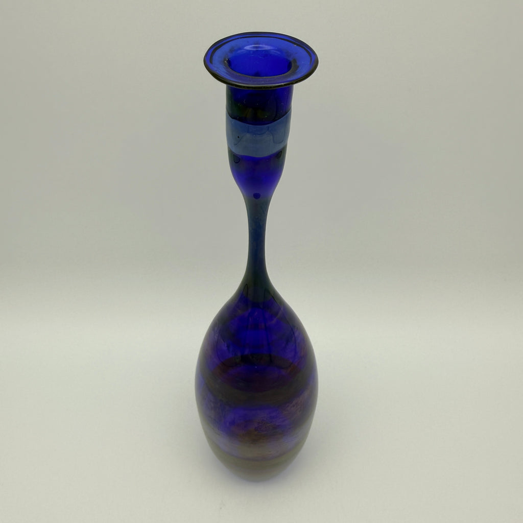 Walter Mauder Zwiesel Glasvase I Irisierend Blau Lila Vintage Studioglas 80er Walter Mauder, Zwiesel