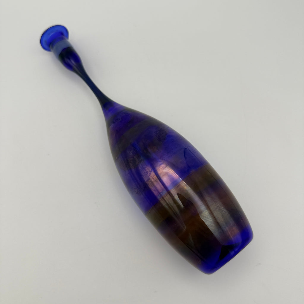 Walter Mauder Zwiesel Glasvase I Irisierend Blau Lila Vintage Studioglas 80er Walter Mauder, Zwiesel