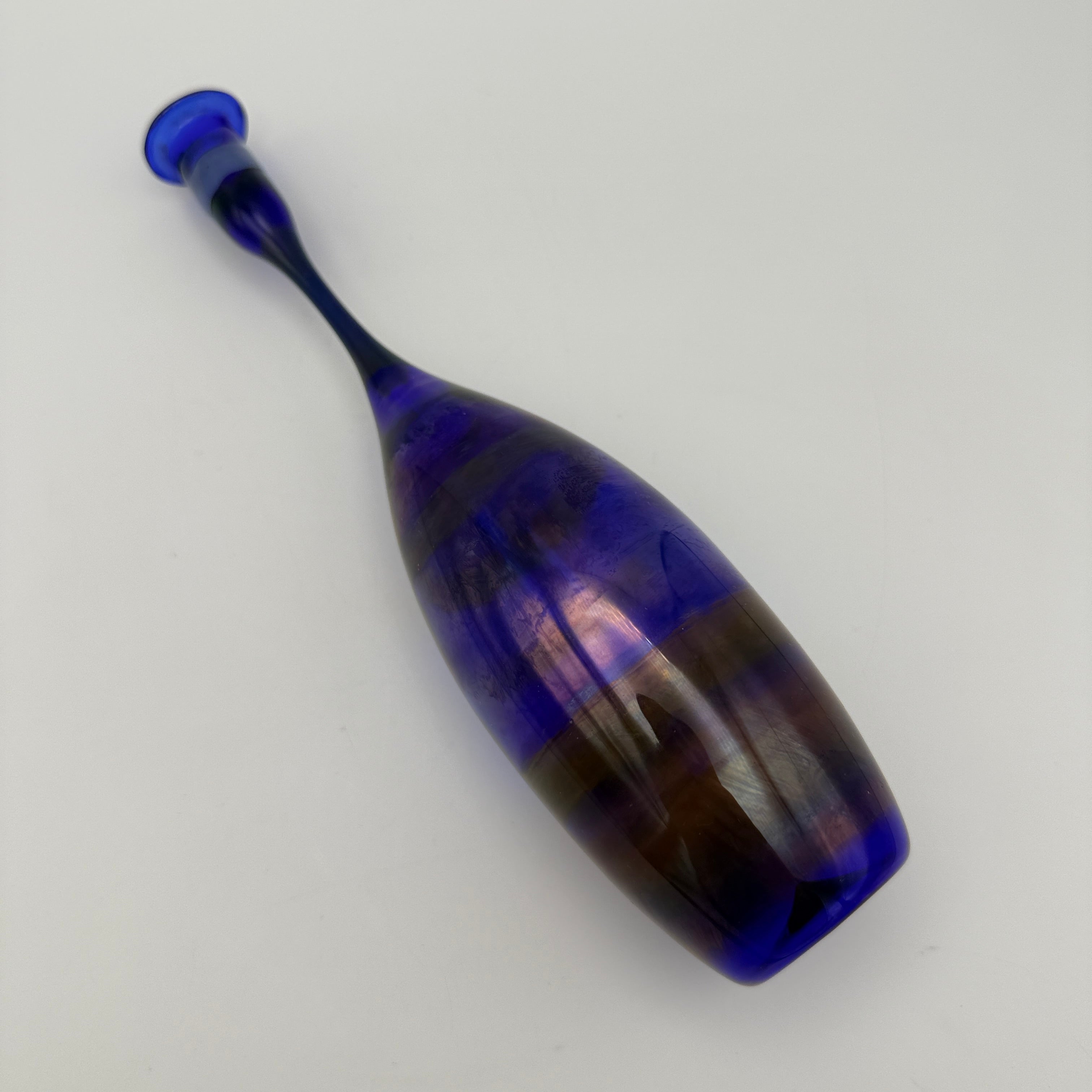 Walter Mauder Zwiesel Glasvase I Irisierend Blau Lila Vintage Studioglas 80er Walter Mauder, Zwiesel