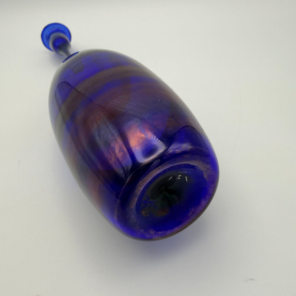 Walter Mauder Zwiesel Glasvase I Irisierend Blau Lila Vintage Studioglas 80er Walter Mauder, Zwiesel