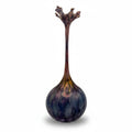 Seemann Studioglas Vase 1981 I Blau Lila Blütenrand Vintage Kunstglas Seemann