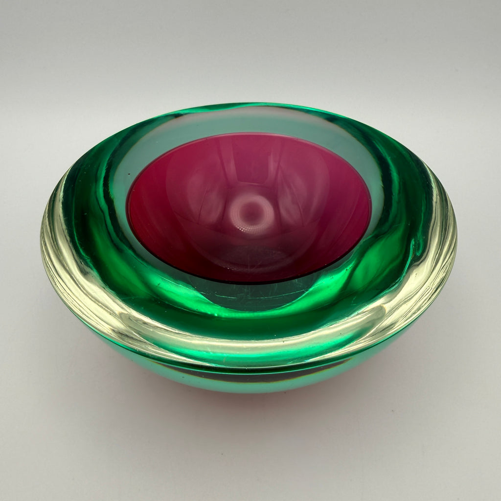 Flavio Poli Murano Sommerso Schale Glas I Vintage Seguso Rot Grün 814g Murano