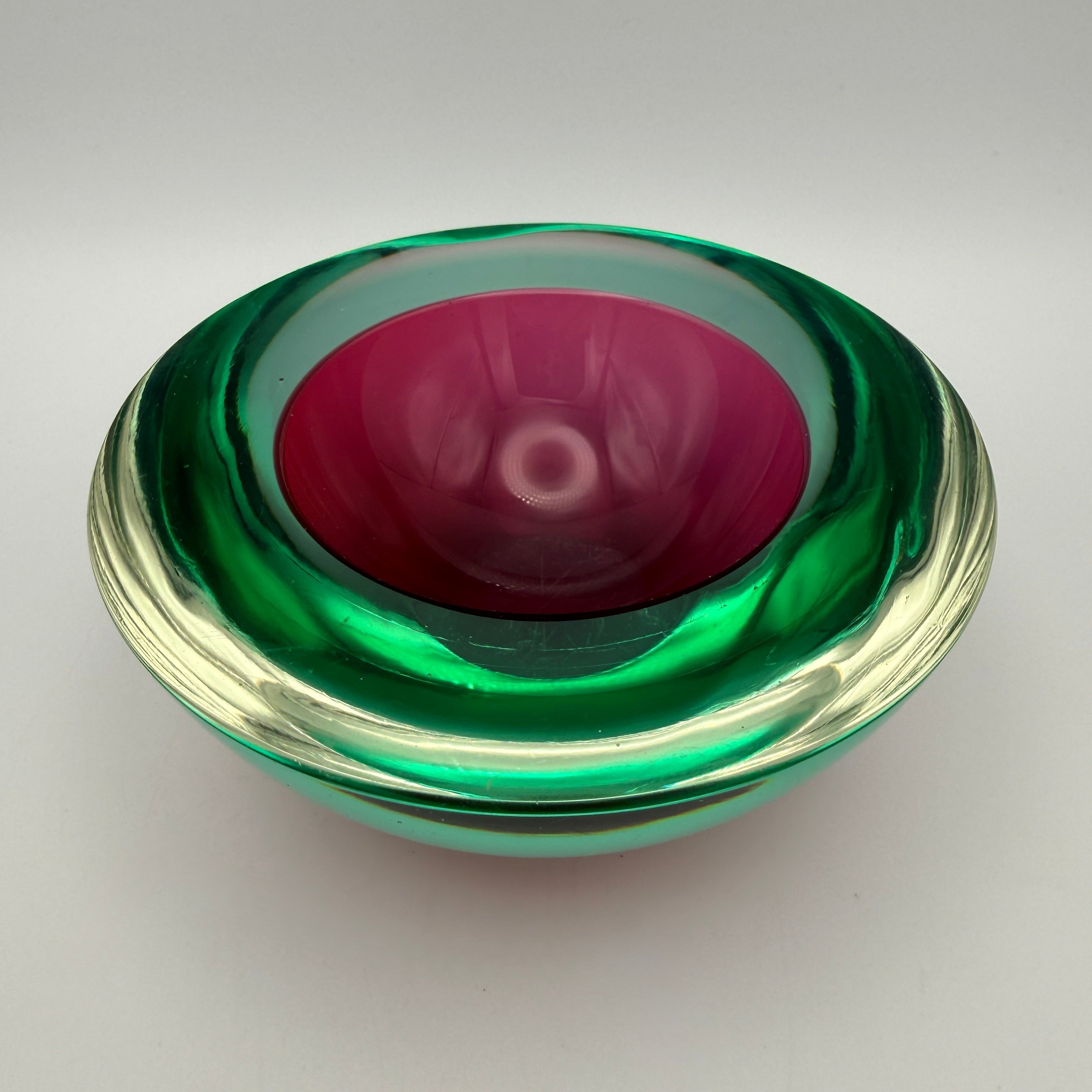 Flavio Poli Murano Sommerso Schale Glas I Vintage Seguso Rot Grün 814g Murano