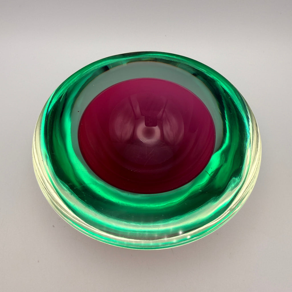 Flavio Poli Murano Sommerso Schale Glas I Vintage Seguso Rot Grün 814g Murano