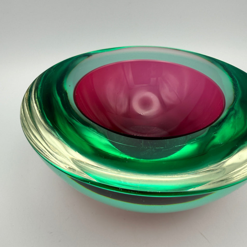 Flavio Poli Murano Sommerso Schale Glas I Vintage Seguso Rot Grün 814g Murano