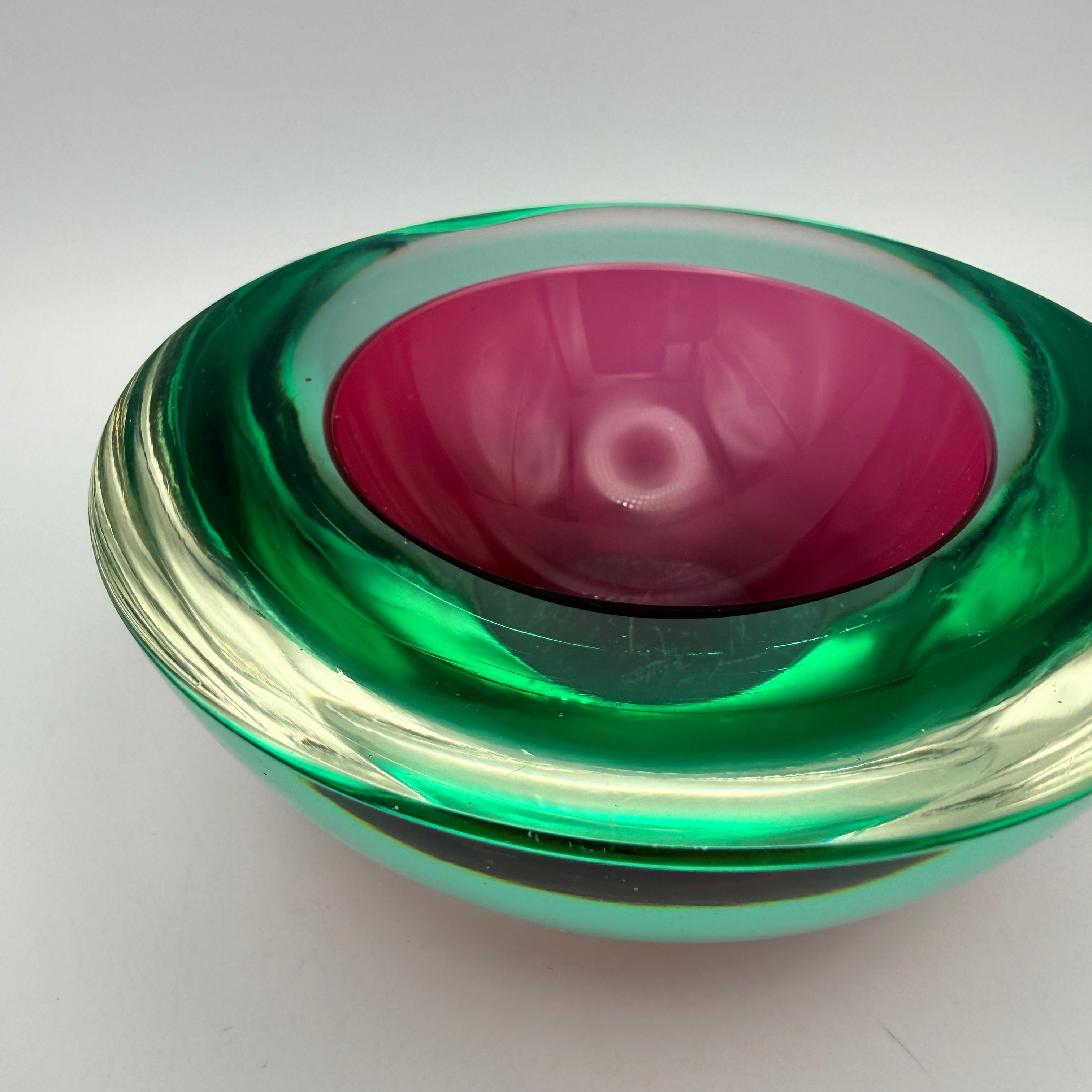 Flavio Poli Murano Sommerso Schale Glas I Vintage Seguso Rot Grün 814g Murano